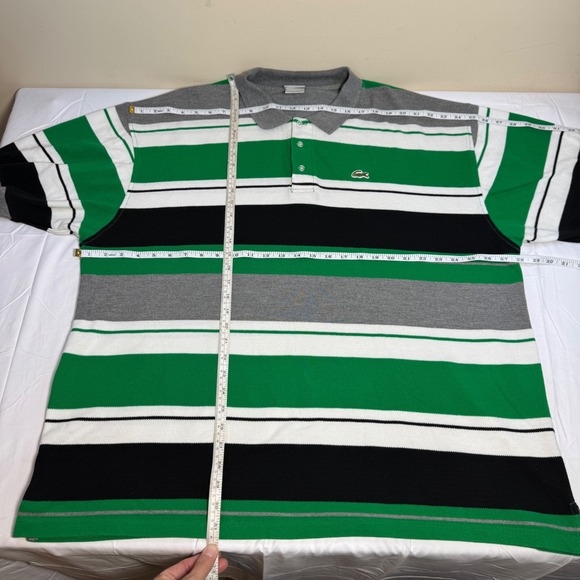 Lacoste Men's Striped Polo Shirt Green White Black Gray Classic Fit Size 11/XXL - Picture 6 of 7